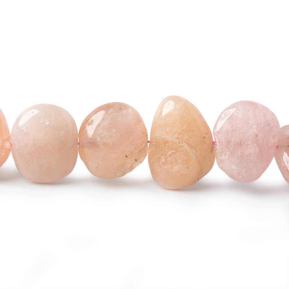 15x12-18x13mm Morganite (Pink Beryl) side drilled plain nuggets 16 inch 33 beads AA (ONLINE ORDER ONLY)