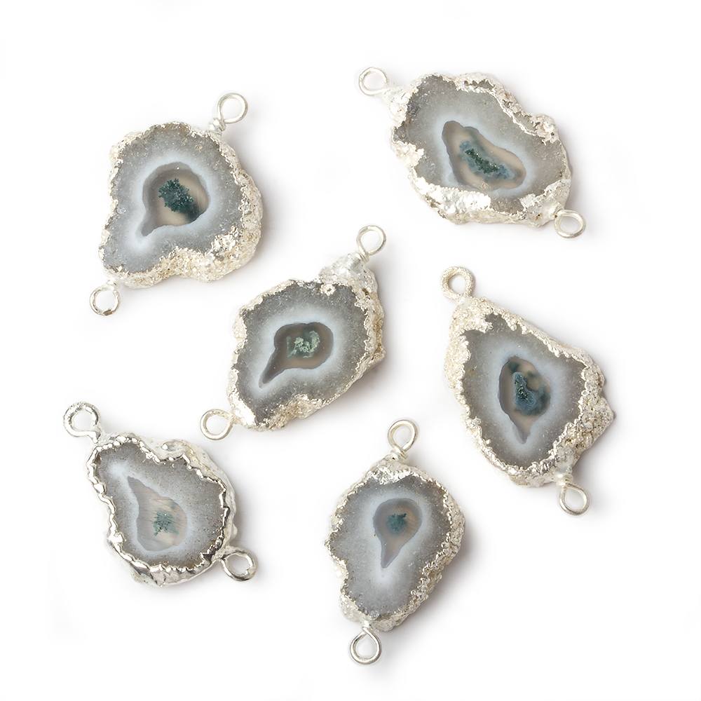 15x12-18x13mm Silver Leafed Solar Quartz Slice Focal Connector Set of 6 (ONLINE ORDER ONLY)