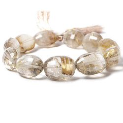 9x12-10x16mm Rutilated Quartz Checkerboard Faceted Oval Beads 6.5 inch 15 pieces (ONLINE ORDER ONLY)