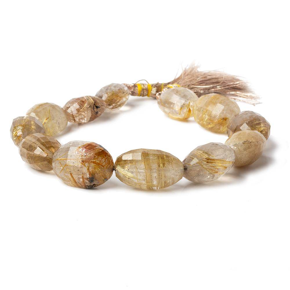 9x12-10x16mm Rutilated Quartz Checkerboard Faceted Oval Beads 6.5 inch 15 pieces (ONLINE ORDER ONLY)