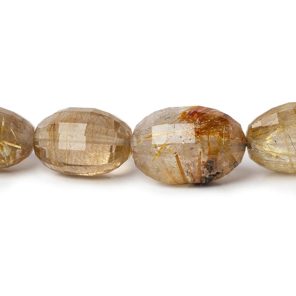 9x12-10x16mm Rutilated Quartz Checkerboard Faceted Oval Beads 6.5 inch 15 pieces (ONLINE ORDER ONLY)