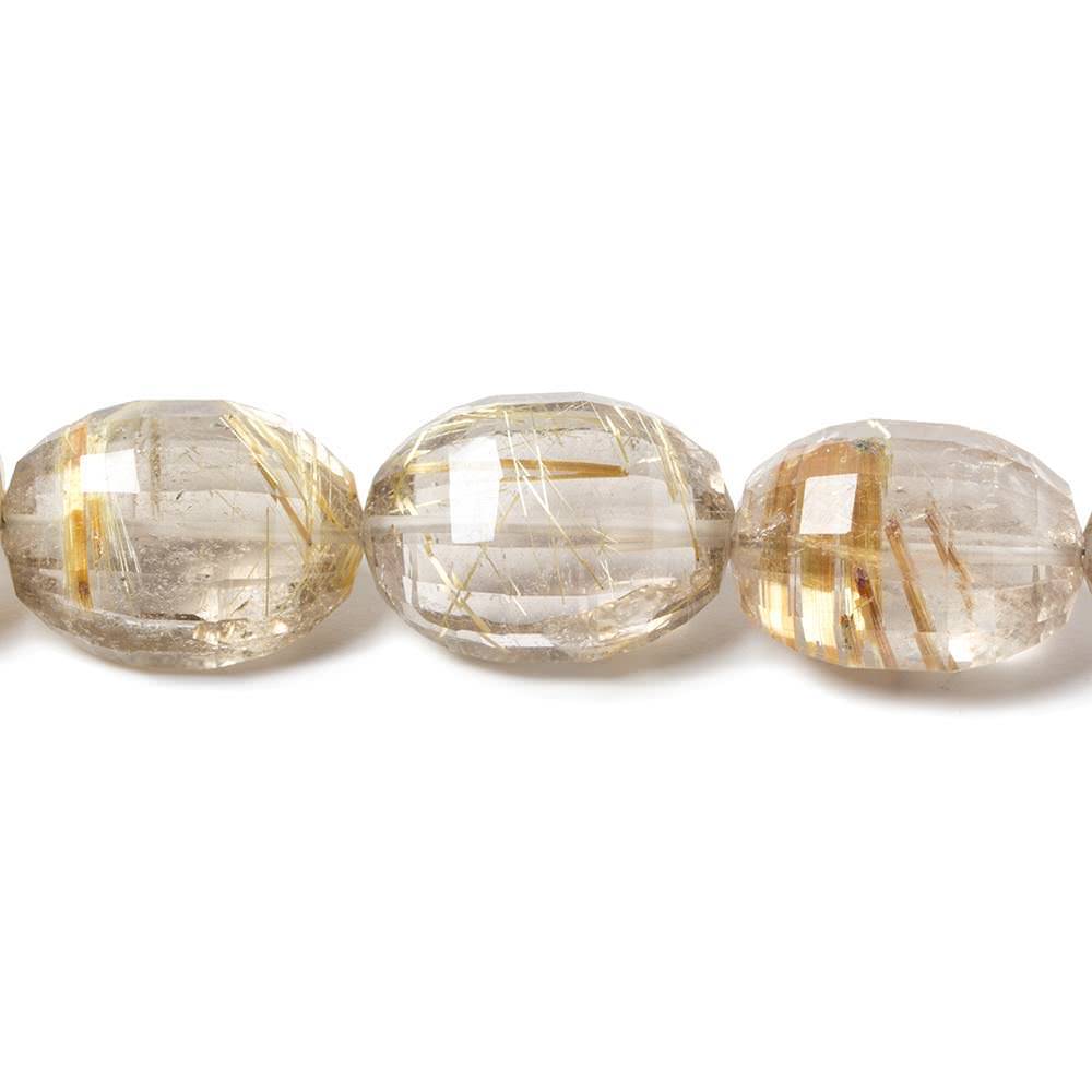 9x12-10x16mm Rutilated Quartz Checkerboard Faceted Oval Beads 6.5 inch 15 pieces (ONLINE ORDER ONLY)