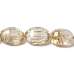 9x12-10x16mm Rutilated Quartz Checkerboard Faceted Oval Beads 6.5 inch 15 pieces (ONLINE ORDER ONLY)