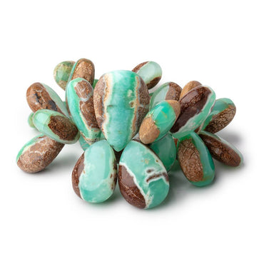 15x12-31x20mm Tanzanian Green Opal Plain Pears with Matrix 6.5 inch 30 Beads AAA (ONLINE ORDER ONLY)