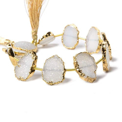 15x12mm-16x13mm Gold Leafed Creamy White Drusy Strand 7 inch 10 pieces (ONLINE ORDER ONLY)