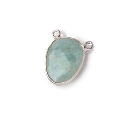 15x12mm .925 Silver Bezel Aquamarine Faceted Nugget Connector 1 piece (ONLINE ORDER ONLY)
