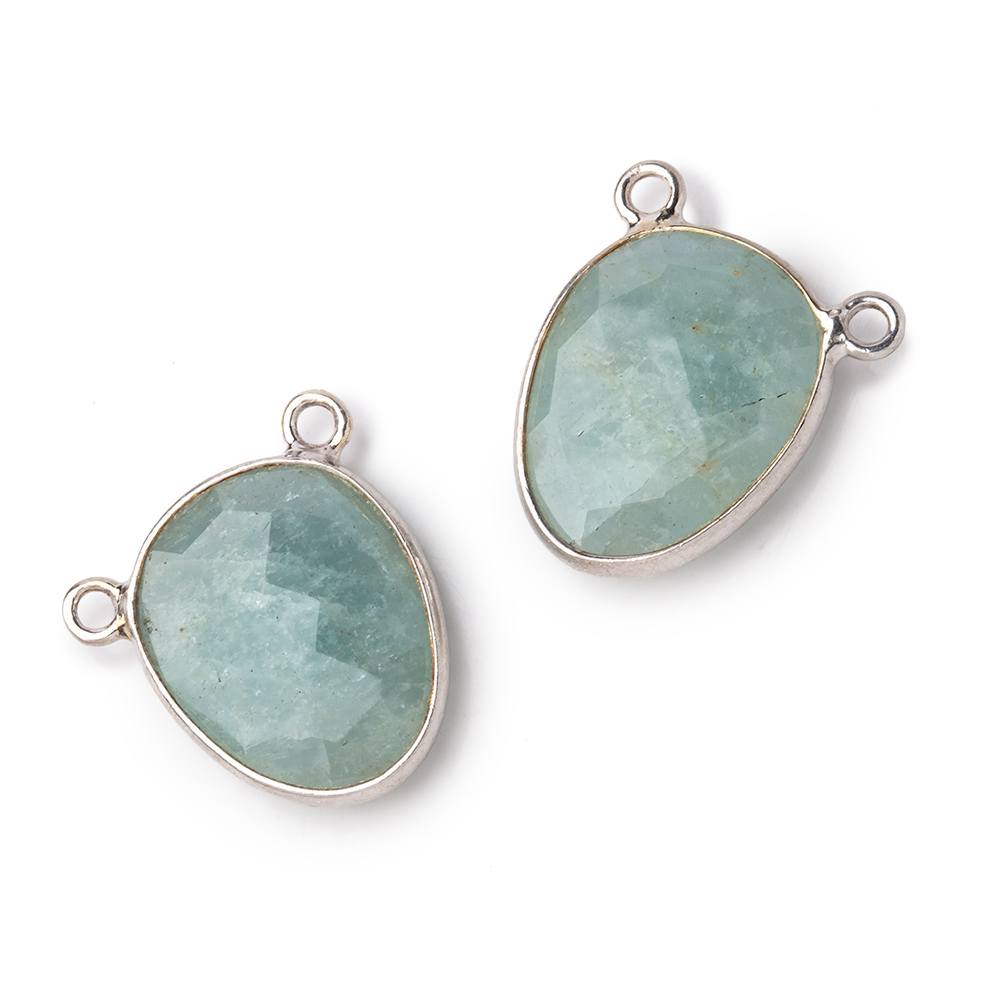 15x12mm .925 Silver Bezel Aquamarine Faceted Nugget Connector 1 piece (ONLINE ORDER ONLY)
