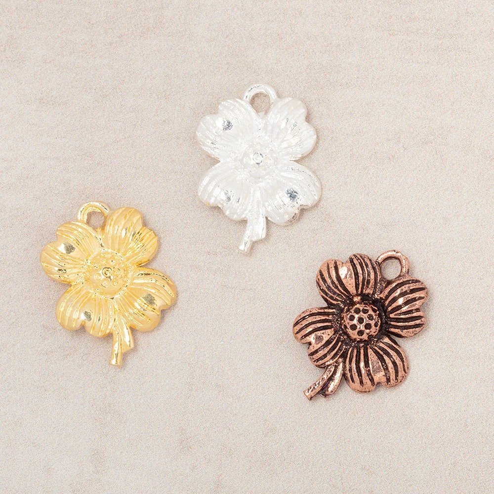 15x12mm Flower Pendant Charm Set of 4 pieces (ONLINE ORDER ONLY)