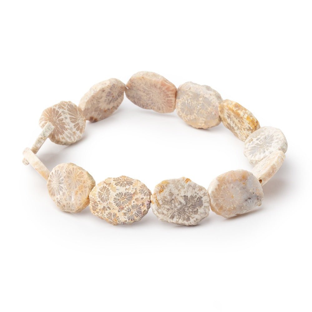 15x12mm Fossil Coral Straight Drilled Slice Beads 8 inch 13 pieces (ONLINE ORDER ONLY)