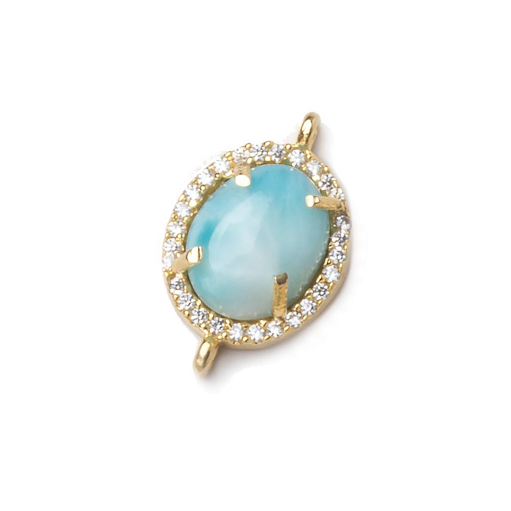 16x11mm Vermeil Bezel White CZ and Larimar Oval Connector 1 focal piece (ONLINE ORDER ONLY)