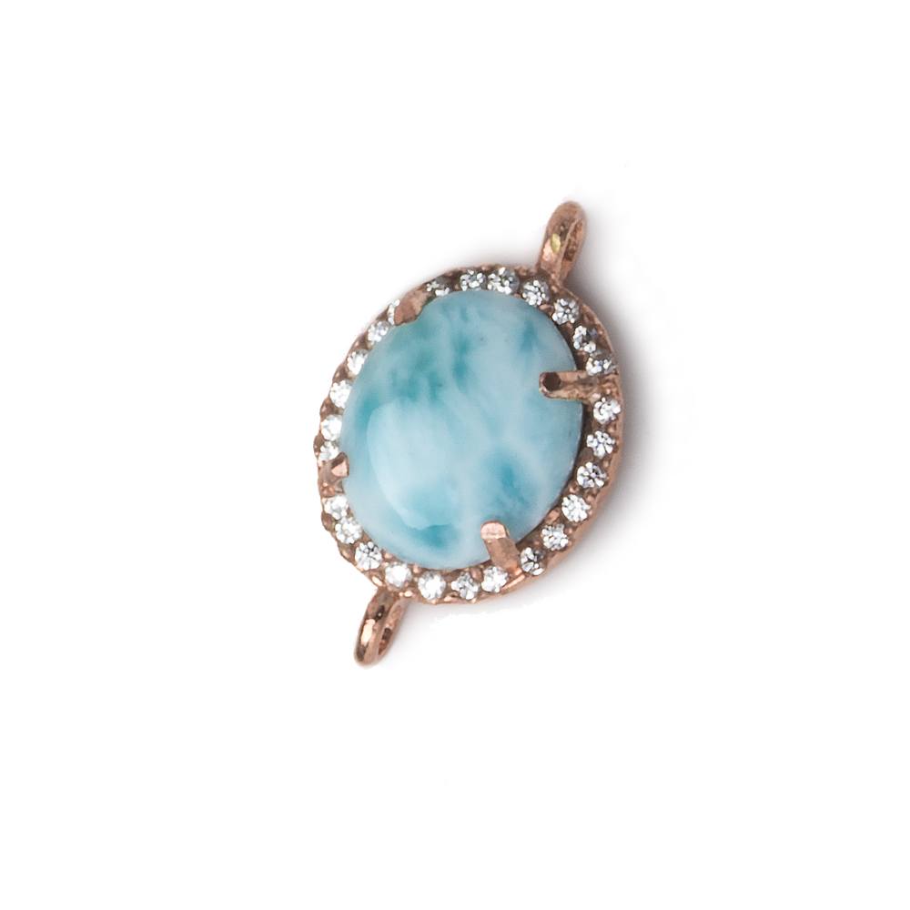 15x12mm Rose Gold Bezel White CZ and Larimar Oval Connector 1 focal piece (ONLINE ORDER ONLY)