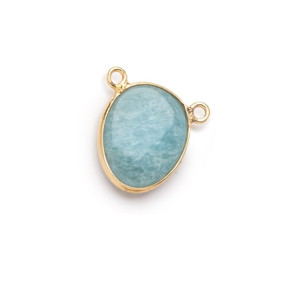 15x12mm Vermeil Bezel Aquamarine Plain Nugget Connector 1 piece (ONLINE ORDER ONLY)
