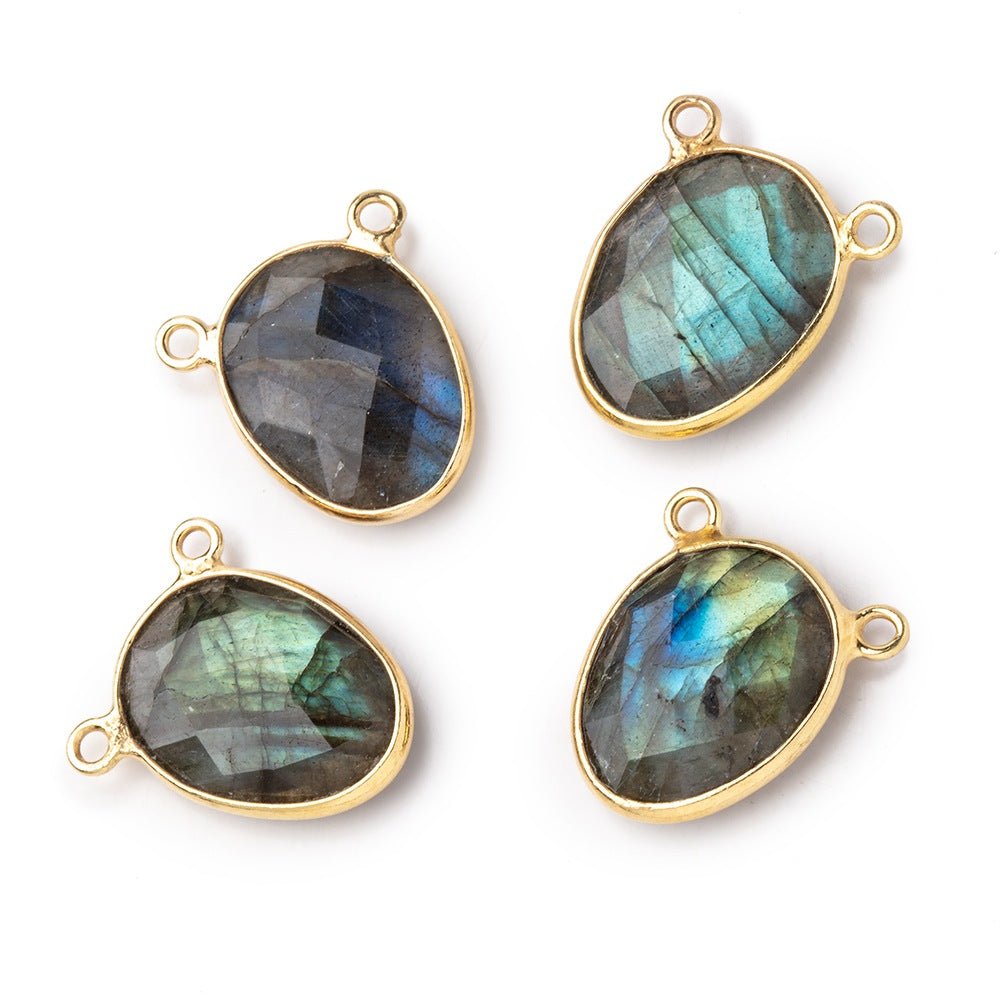 15x12mm Vermeil Bezel Labradorite Faceted Nugget Connector 1 piece (ONLINE ORDER ONLY)