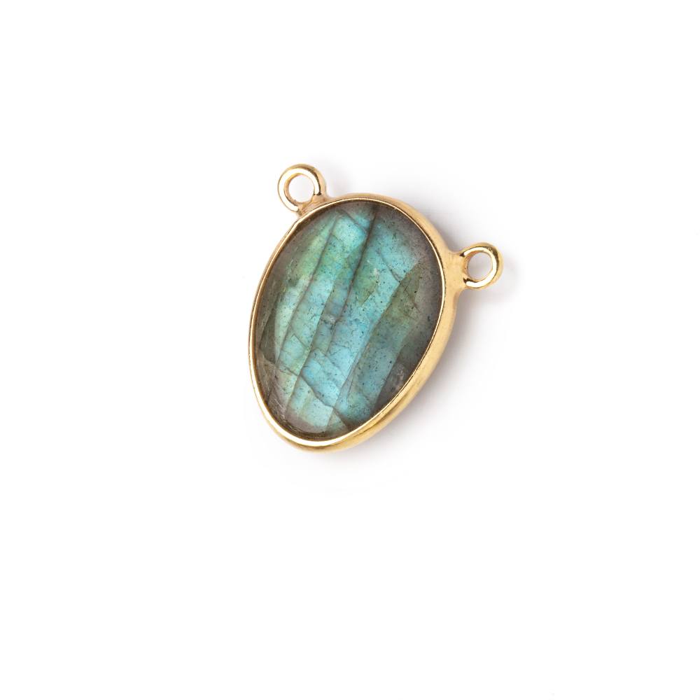 15x12mm Vermeil Bezel Labradorite Plain Nugget Connector 1 piece (ONLINE ORDER ONLY)