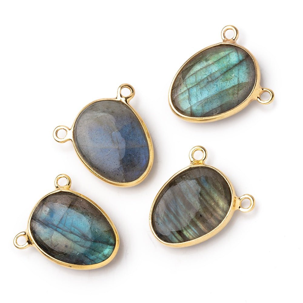 15x12mm Vermeil Bezel Labradorite Plain Nugget Connector 1 piece (ONLINE ORDER ONLY)