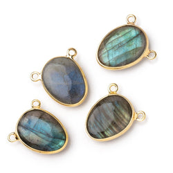 15x12mm Vermeil Bezel Labradorite Plain Nugget Connector 1 piece (ONLINE ORDER ONLY)