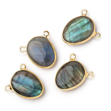 15x12mm Vermeil Bezel Labradorite Plain Nugget Connector 1 piece (ONLINE ORDER ONLY)