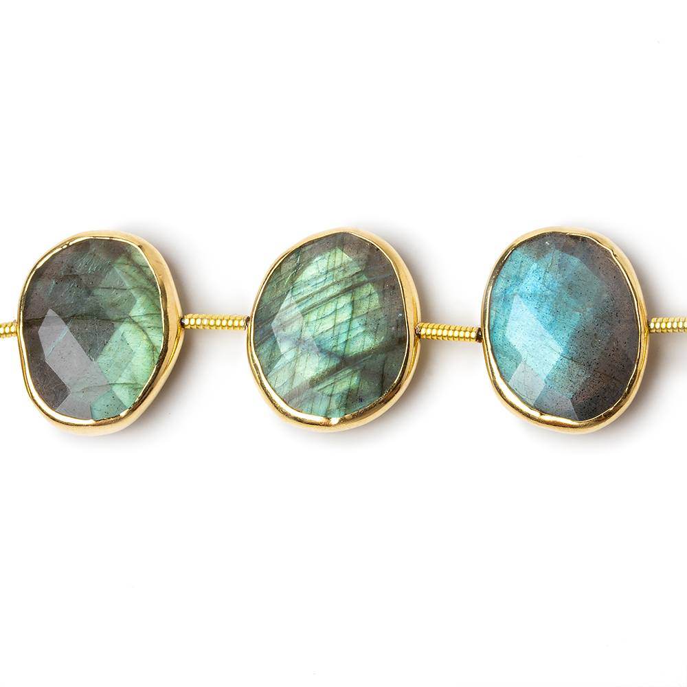 15x12mm Vermeil Bezel Labradorite Side Drilled Faceted Ovals 8 inch 12 pieces (ONLINE ORDER ONLY)