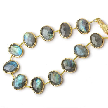 15x12mm Vermeil Bezel Labradorite Side Drilled Faceted Ovals 8 inch 12 pieces (ONLINE ORDER ONLY)