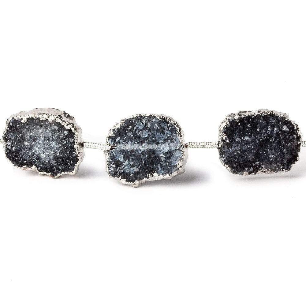 15x13-16x13mm Silver Leafed Grey Black Drusy Strand 4 inch 5 pieces (ONLINE ORDER ONLY)