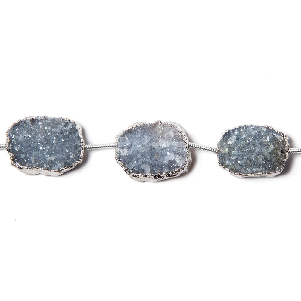 15x13-16x13mm Silver Leafed Grey Black Drusy Strand 4 inch 5 pieces (ONLINE ORDER ONLY)