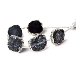 15x13-16x13mm Silver Leafed Grey Black Drusy Strand 4 inch 5 pieces (ONLINE ORDER ONLY)
