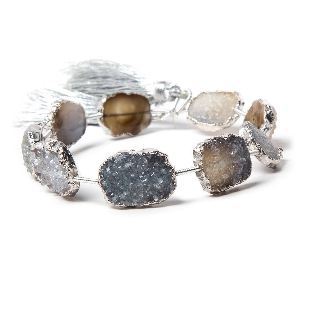 15x13-16x13mm Silver Leafed Grey Black Drusy Strand 4 inch 5 pieces (ONLINE ORDER ONLY)