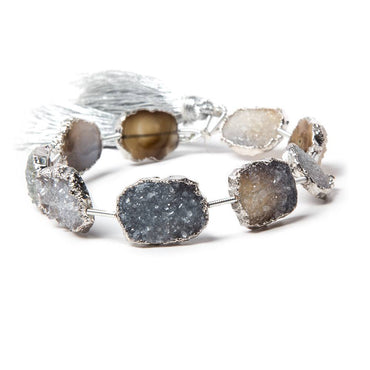 15x13-16x13mm Silver Leafed Grey Black Drusy Strand 4 inch 5 pieces (ONLINE ORDER ONLY)