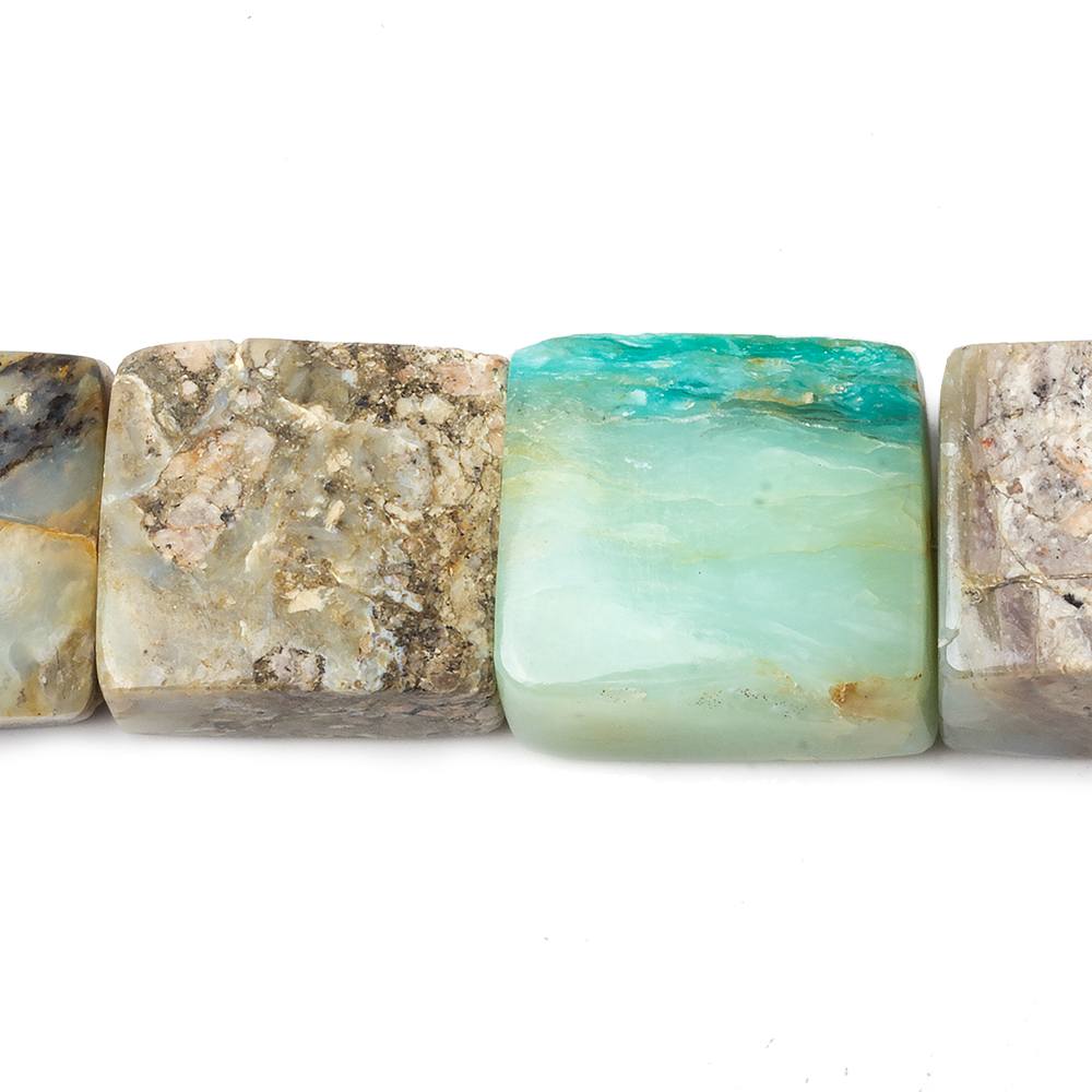 15x13-19x16mm Blue Peruvian Opal Plain Square Beads 8 inch 11 pieces (ONLINE ORDER ONLY)