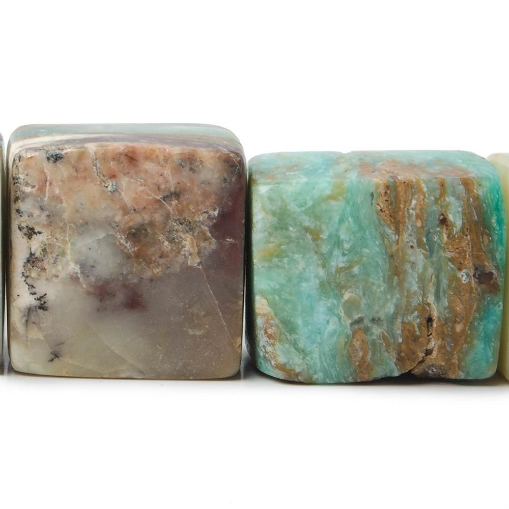 15x13-19x16mm Blue Peruvian Opal Plain Square Beads 8 inch 11 pieces (ONLINE ORDER ONLY)