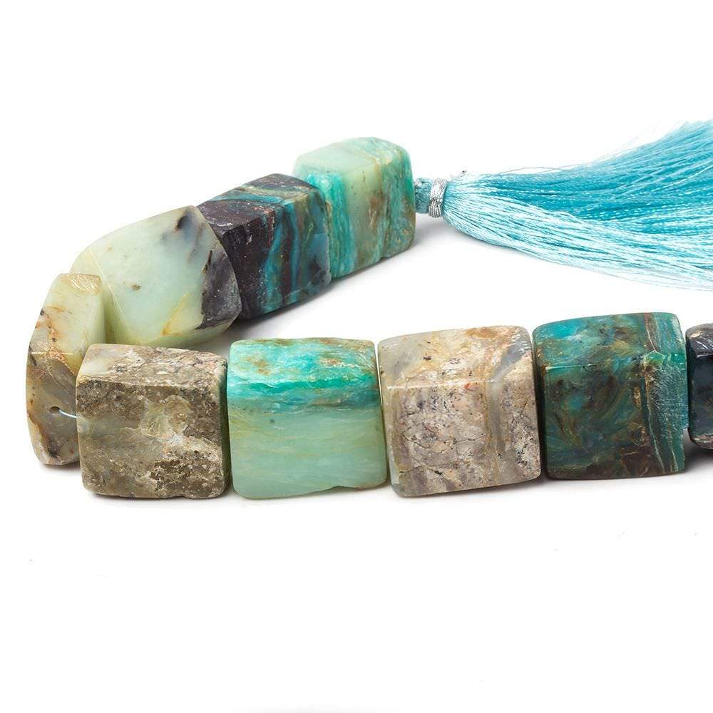 15x13-19x16mm Blue Peruvian Opal Plain Square Beads 8 inch 11 pieces (ONLINE ORDER ONLY)