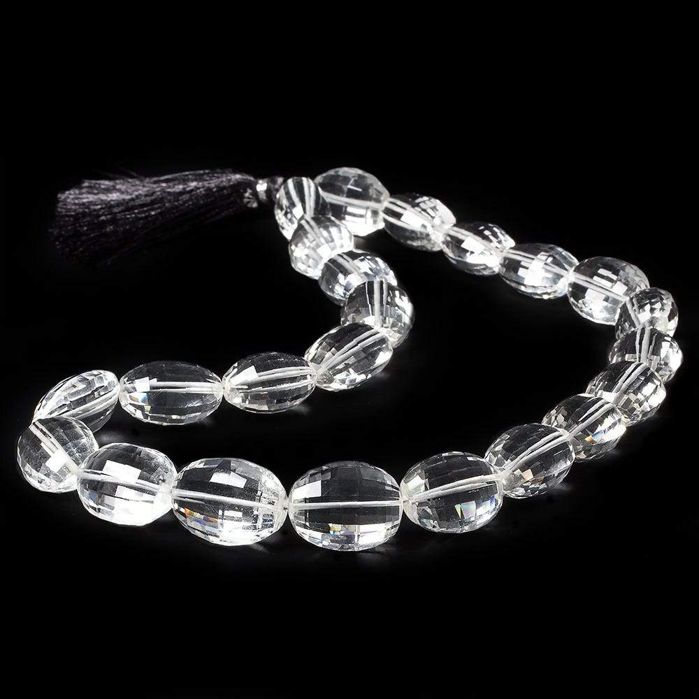 15x12mm Crystal Quartz checkerboard faceted ovals 16 inch 25 beads (ONLINE ORDER ONLY)