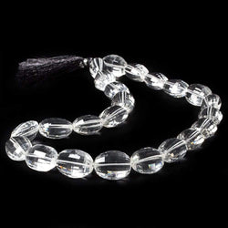 15x12mm Crystal Quartz checkerboard faceted ovals 16 inch 25 beads (ONLINE ORDER ONLY)