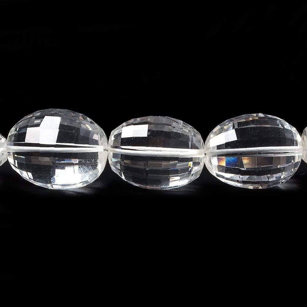 15x12mm Crystal Quartz checkerboard faceted ovals 16 inch 25 beads (ONLINE ORDER ONLY)
