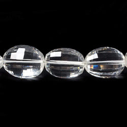 15x12mm Crystal Quartz checkerboard faceted ovals 16 inch 25 beads
