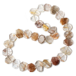 15x13-21x14mm Rutilated Quartz Side Drilled Bevel Faceted Flat Nuggets 18 inch 31 pieces AA (ONLINE ORDER ONLY)