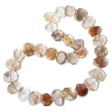 15x13-21x14mm Rutilated Quartz Side Drilled Bevel Faceted Flat Nuggets 18 inch 31 pieces AA (ONLINE ORDER ONLY)