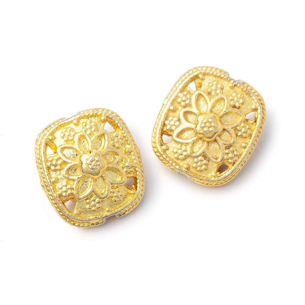 15x13mm Floral Design Cushion Set of 2 Beads (ONLINE ORDER ONLY)