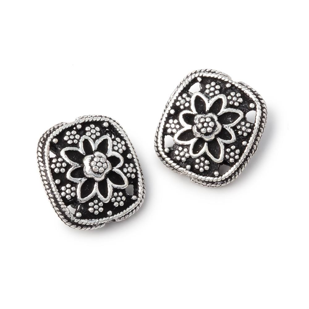 15x13mm Floral Design Cushion Set of 2 Beads (ONLINE ORDER ONLY)