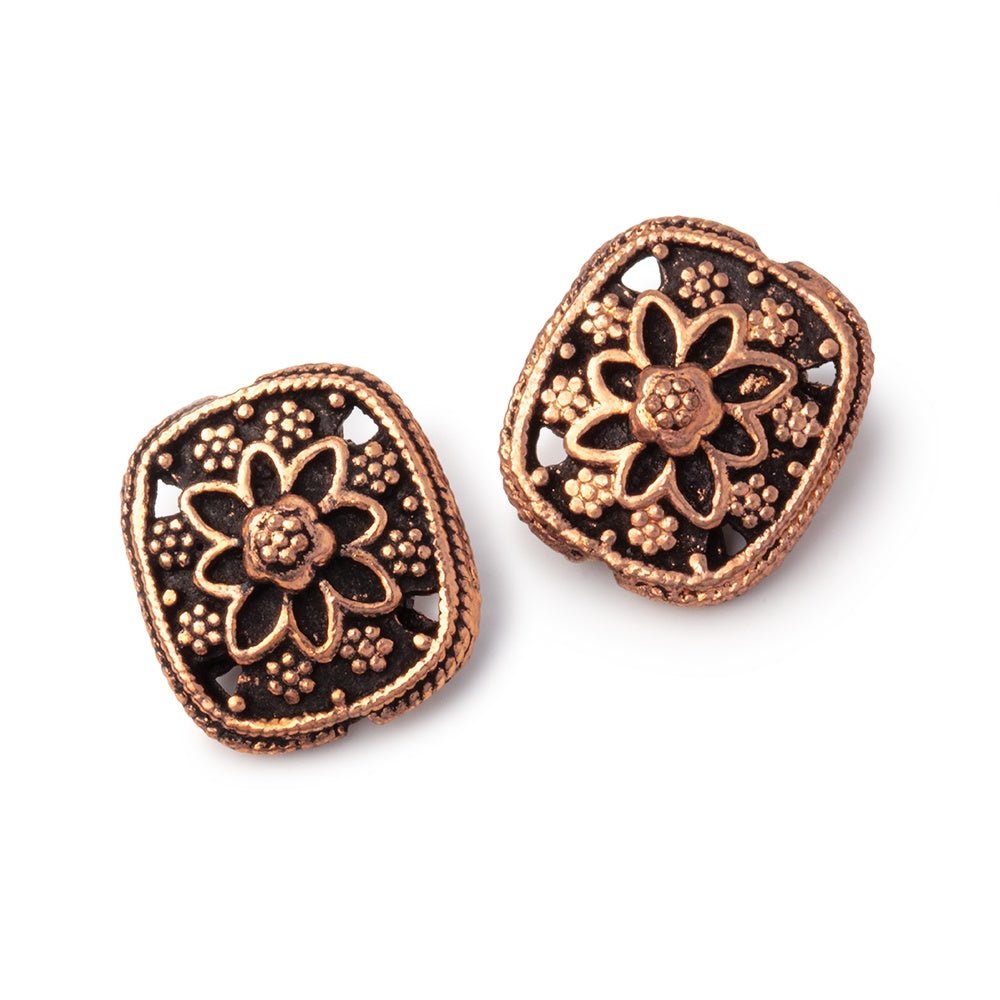 15x13mm Floral Design Cushion Set of 2 Beads (ONLINE ORDER ONLY)