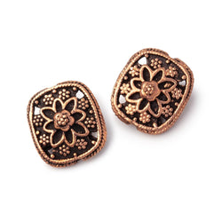 15x13mm Floral Design Cushion Set of 2 Beads (ONLINE ORDER ONLY)