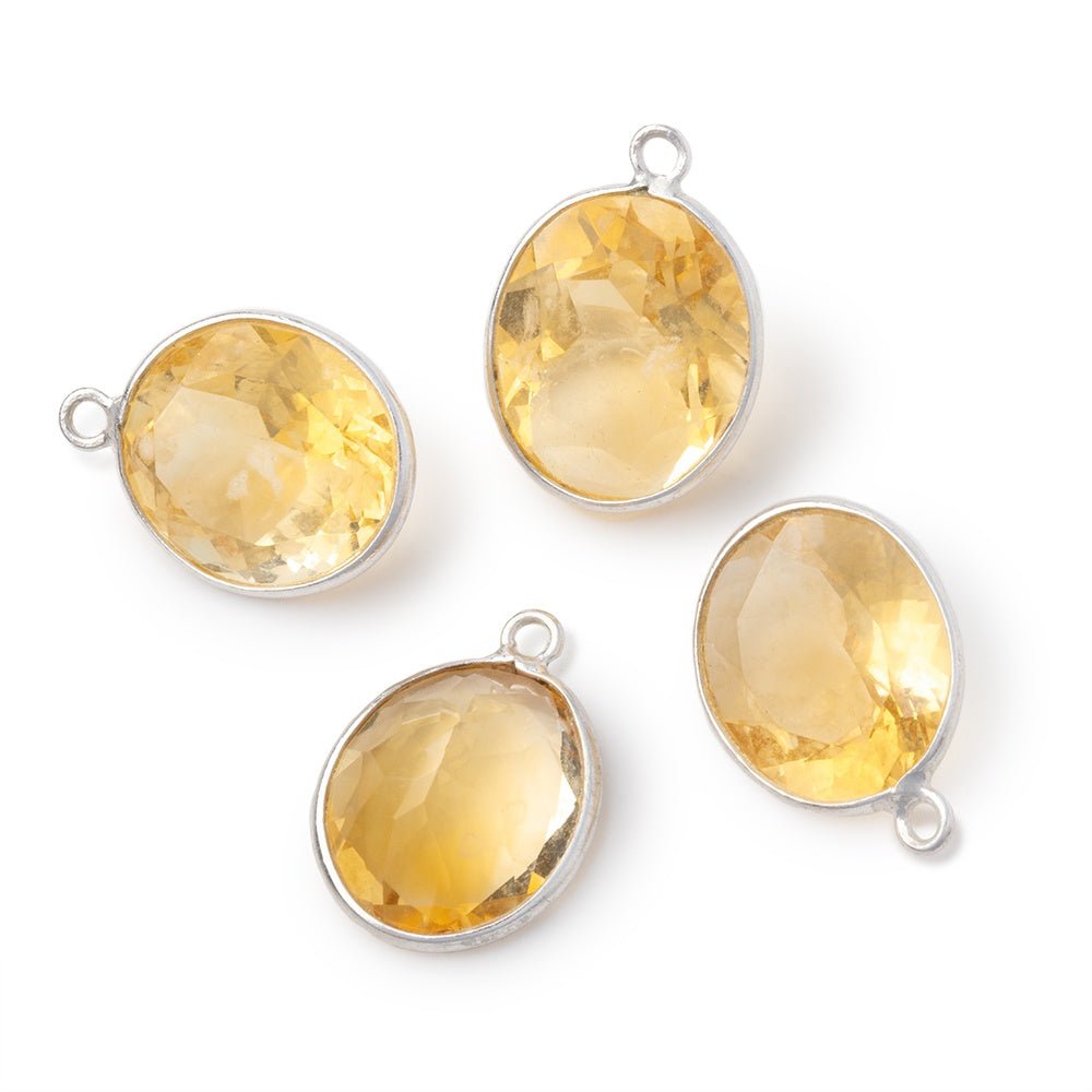 15x13mm Sterling Silver Bezel Citrine Pavilion Faceted Oval Pendant 1 piece (ONLINE ORDER ONLY)