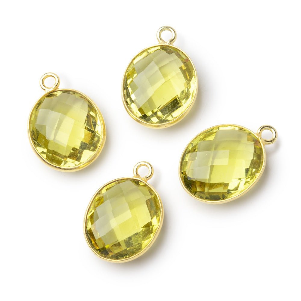 15x13mm Vermeil Bezel Lemon Quartz Faceted Oval Pendant 1 piece (ONLINE ORDER ONLY)
