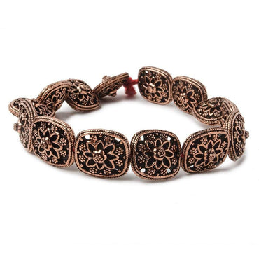 15x13mm Antiqued Copper Floral Cushion 8 inch 14 Beads (ONLINE ORDER ONLY)