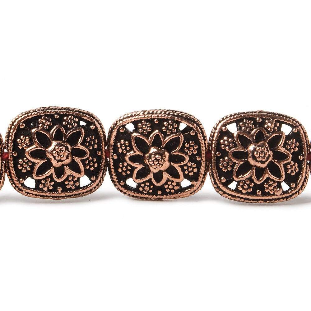 15x13mm Antiqued Copper Floral Cushion 8 inch 14 Beads (ONLINE ORDER ONLY)