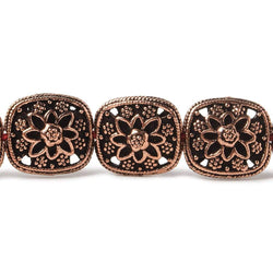 15x13mm Antiqued Copper Floral Cushion 8 inch 14 Beads (ONLINE ORDER ONLY)
