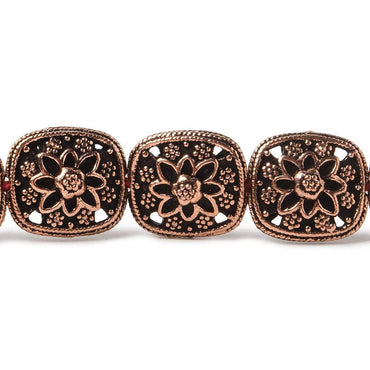15x13mm Antiqued Copper Floral Cushion 8 inch 14 Beads (ONLINE ORDER ONLY)