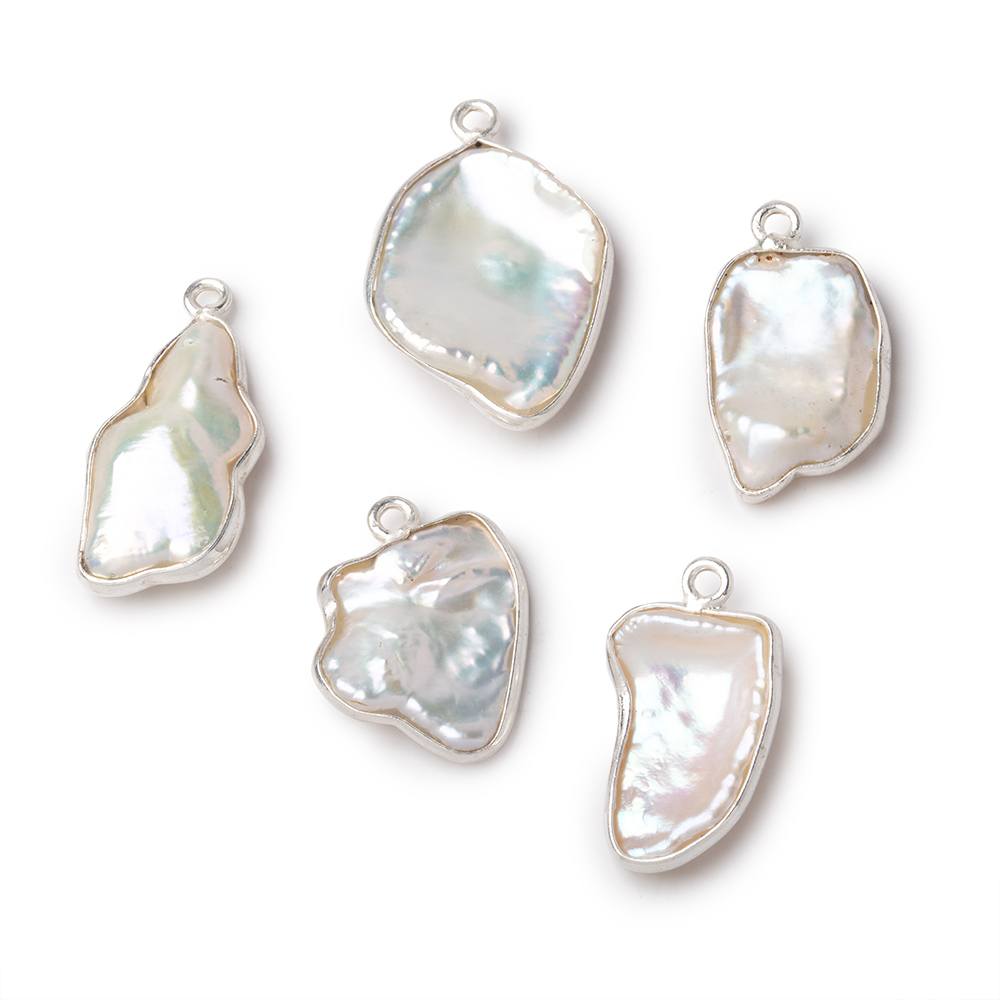 15x14-20x16mm .925 Silver Bezel Rosé White Keshi Freshwater Pearl Pendant 1 piece (ONLINE ORDER ONLY)