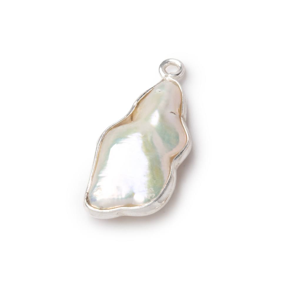 15x14-20x16mm .925 Silver Bezel Rosé White Keshi Freshwater Pearl Pendant 1 piece (ONLINE ORDER ONLY)