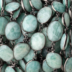 15x14mm Amazonite Nuggets on Black Gold .925 Bezeled Chain by the Foot (ONLINE ORDER ONLY)